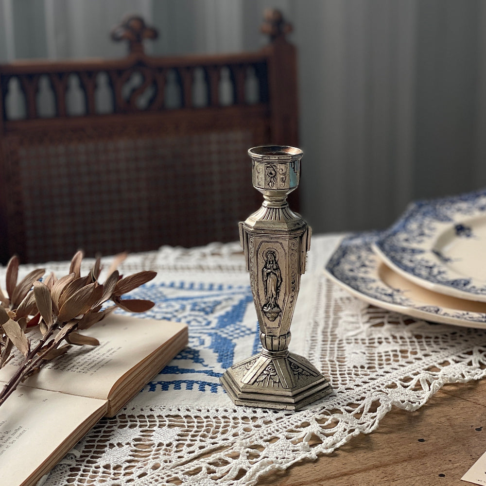 マリア様が描かれたキャンドルスタンド（高さ15.5cm） フランス