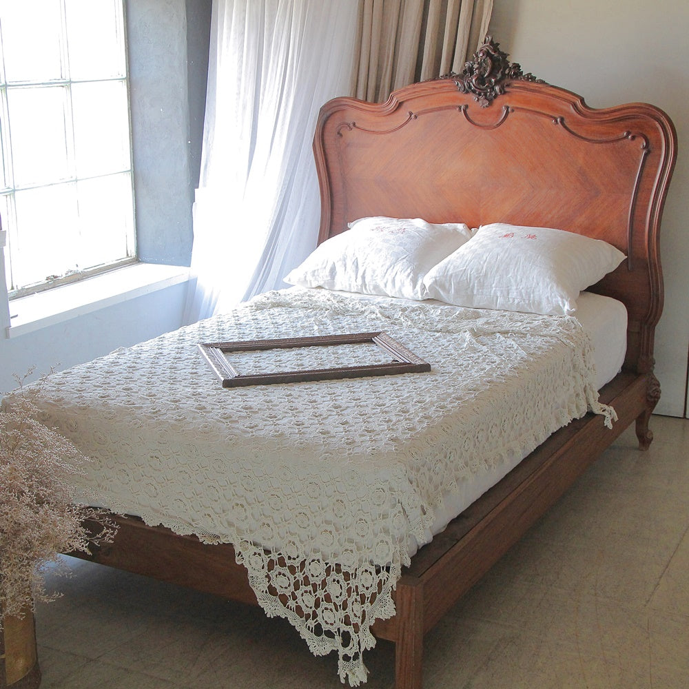 トワルドジュイ　フォンテブロー　ベッドカバー　 フランスアンティーク　ダブル トワルドジュイ フォンテブロー ベッドカバー フランスアンティーク