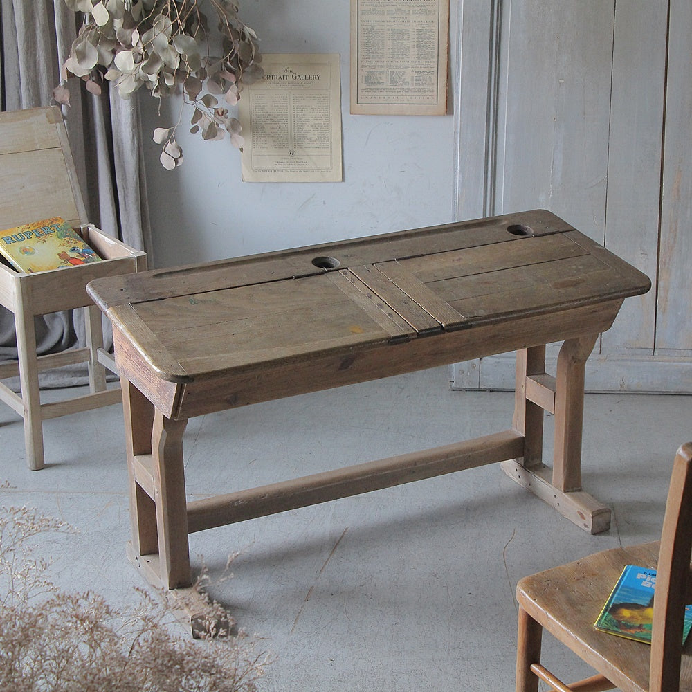 子供用オーク材スクールデスク（横幅100cm） フランスアンティーク