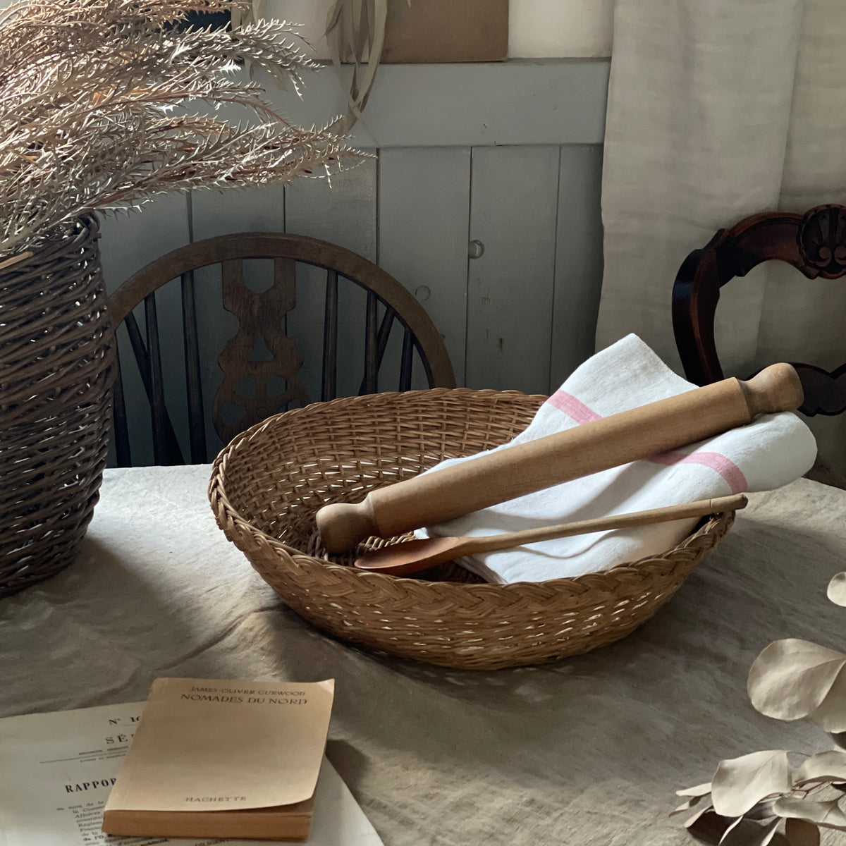 フランスアンティークバスケット フランスアンティーク ピーナッツ型バスケット 44センチ