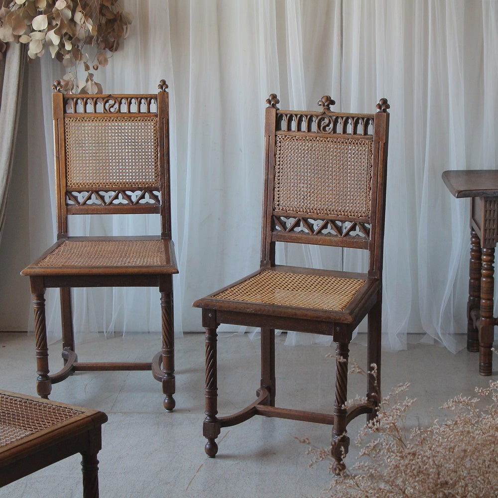 5脚あり！アンリ2世スタイルラタン座面チェア フランスアンティーク