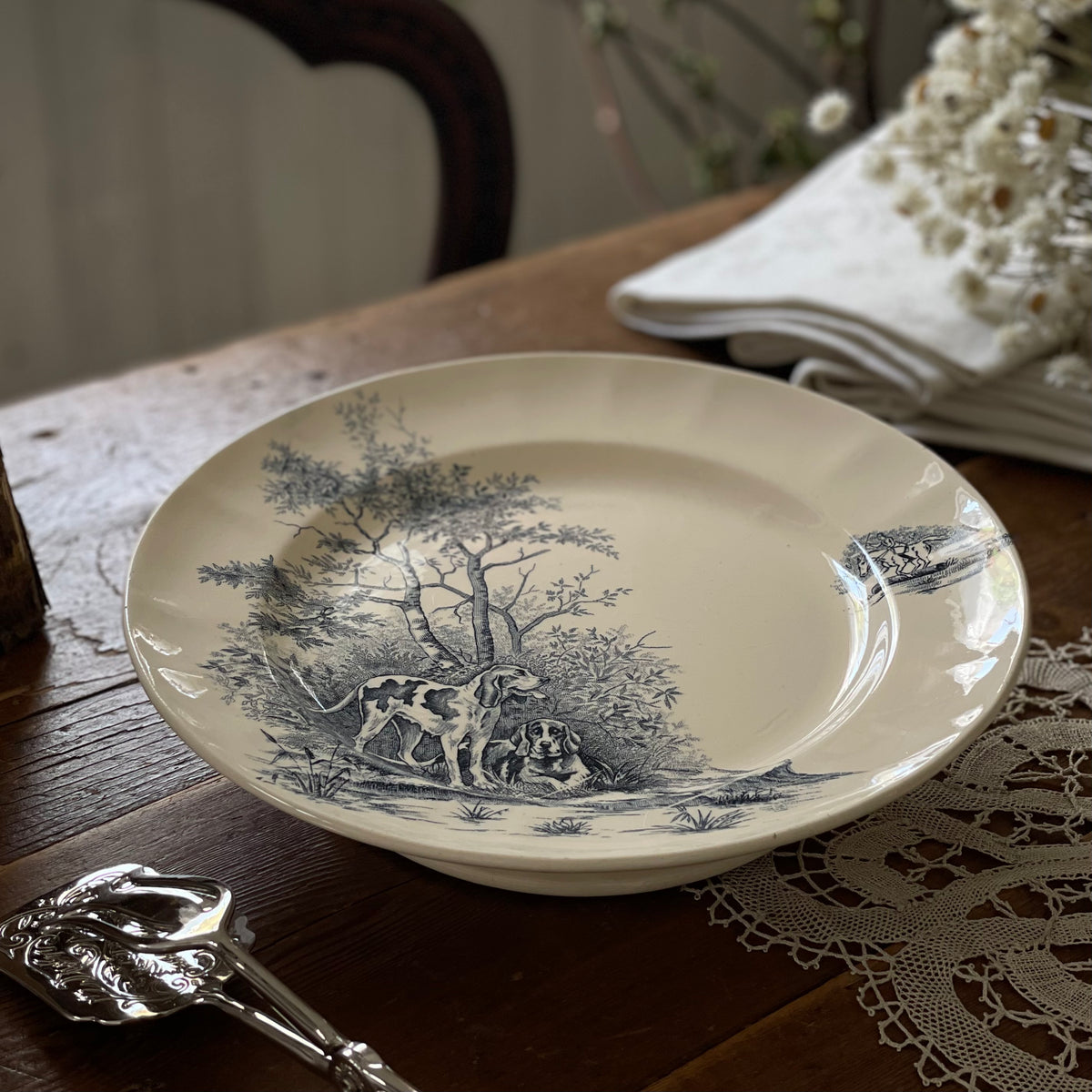 ロンシャン窯 犬の絵柄のコンポティエ(高さ5cm) フランス ロンシャン窯 犬の絵柄のコンポティエ(高さ5cm) フランス