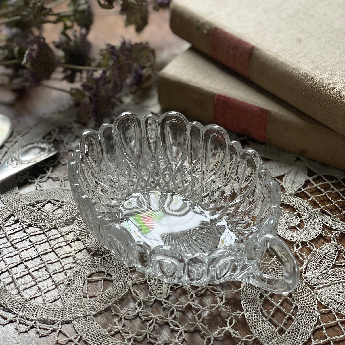 デビッドソングラス社ヴィクトリアン片手ボウル イギリスアンティーク