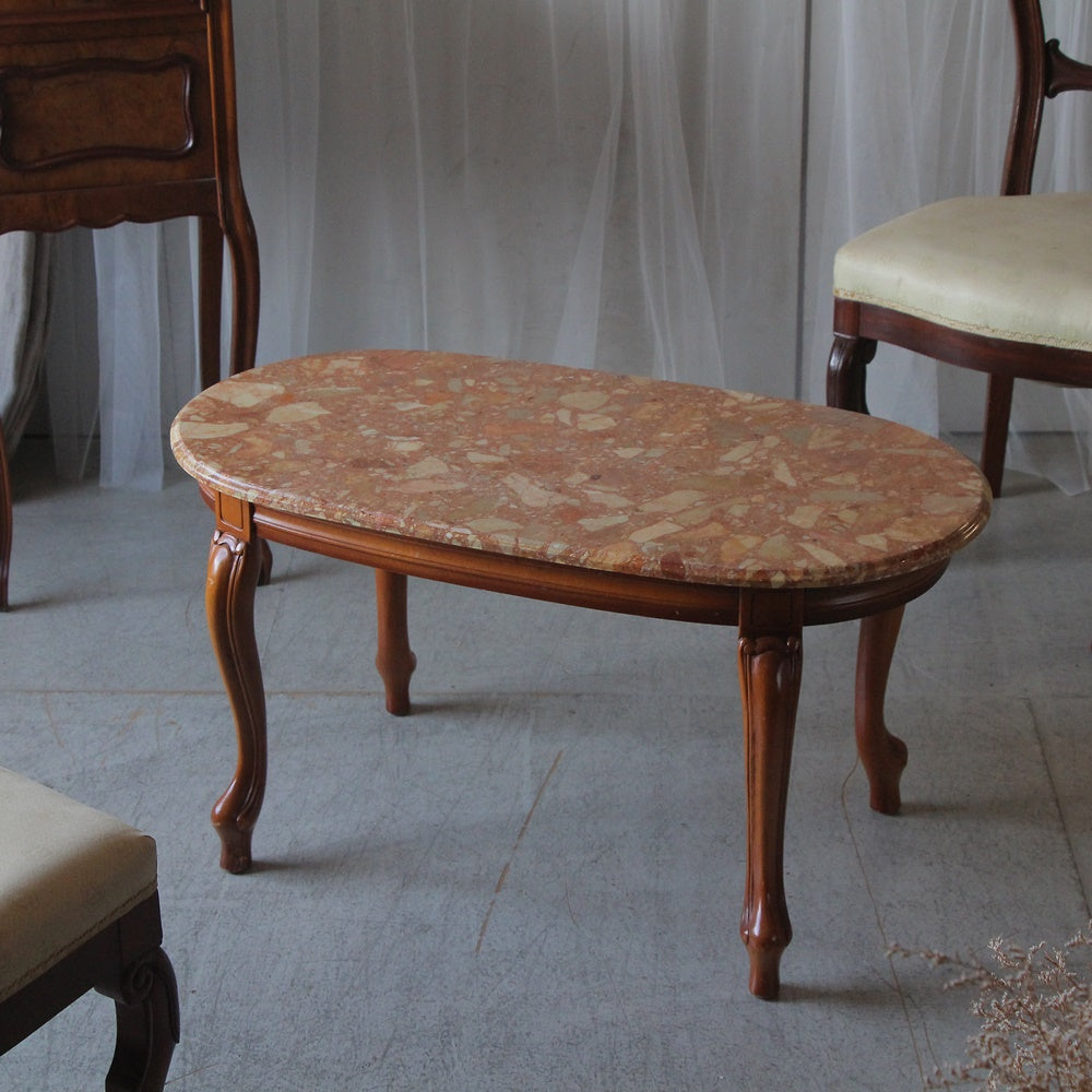 希少　アンティーク 大理石 ローテーブル 大理石の天板が素敵なローテーブル（高さ45.5cm） フランス