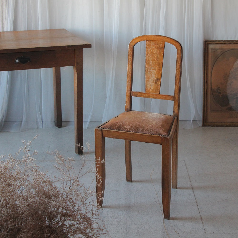 1950年代シンプルなビーチ（楡）チェア フランスアンティーク