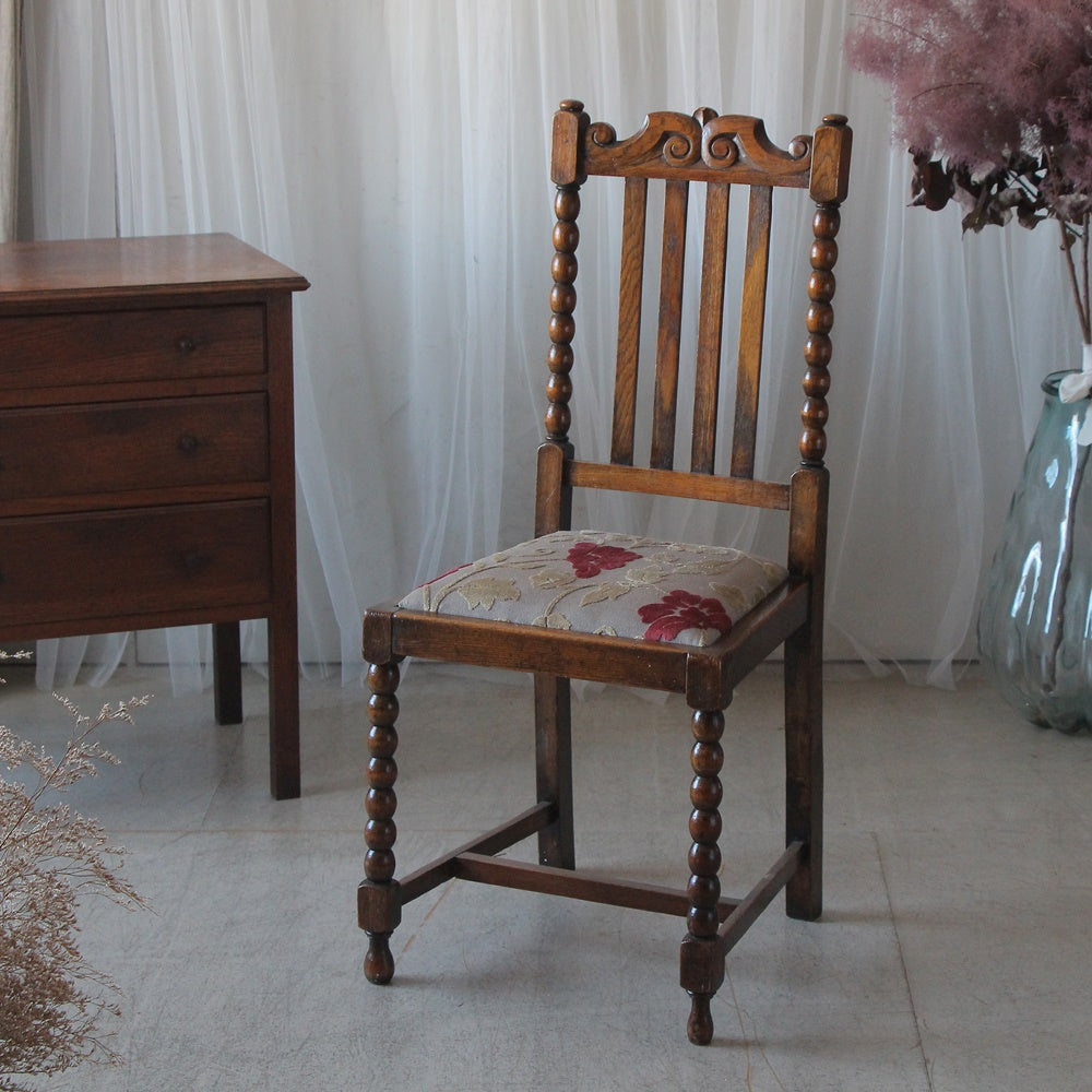 1930年代オーク材ボビンレッグのハイバックチェア イギリス