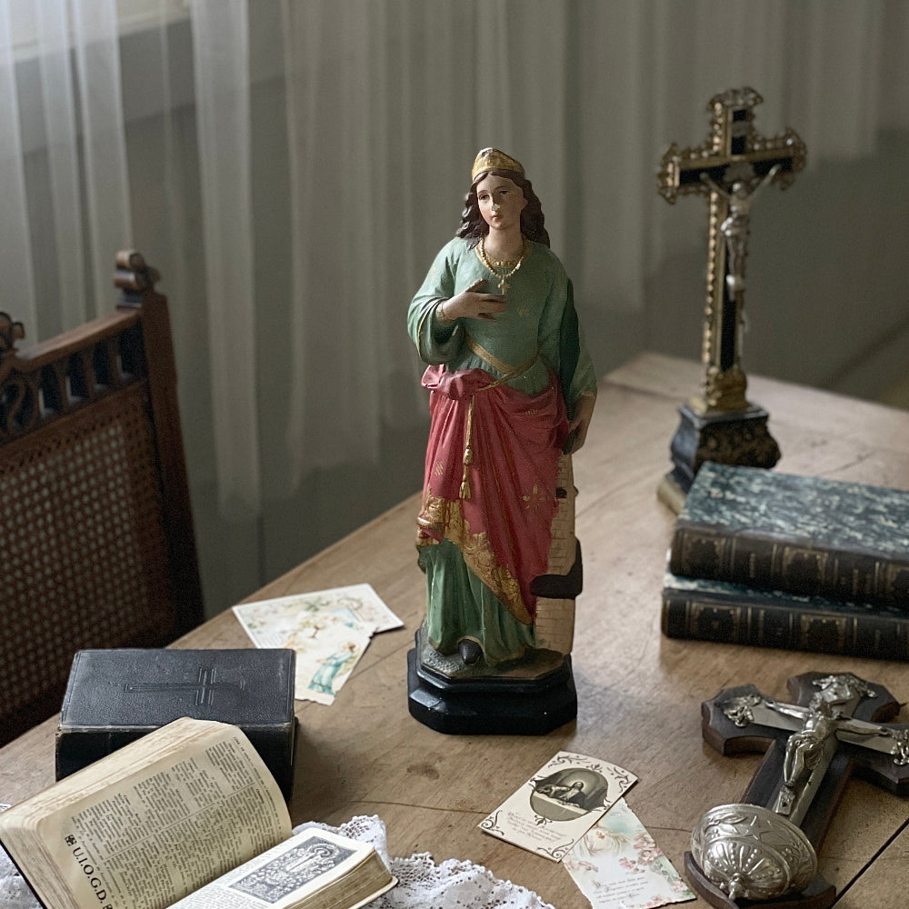 1900年代石膏の聖セシリア像（聖母子像） フランスアンティーク