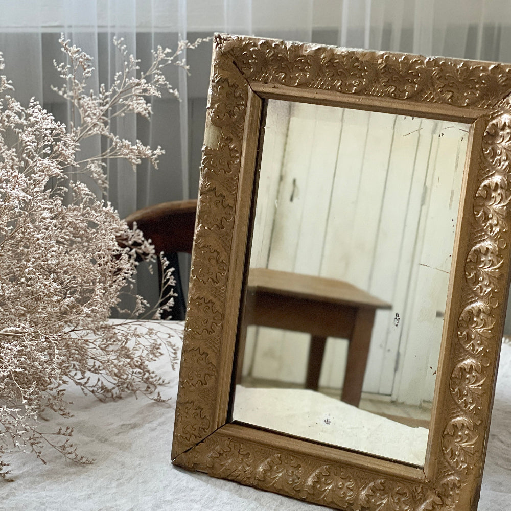 イギリスアンティーク ウォールミラー ゴールドフレーム 鏡 雑貨