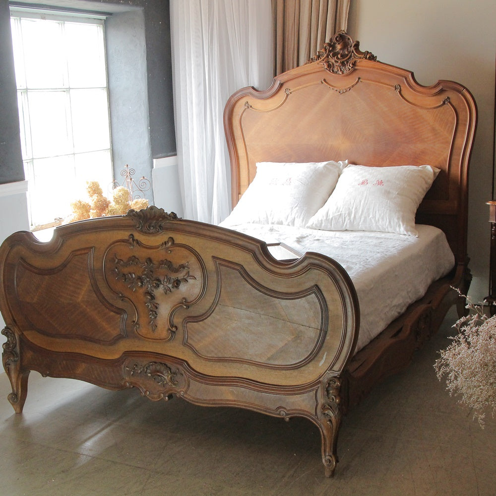 1900年-1920年代ウォールナット材セミダブルサイズベッドff241183