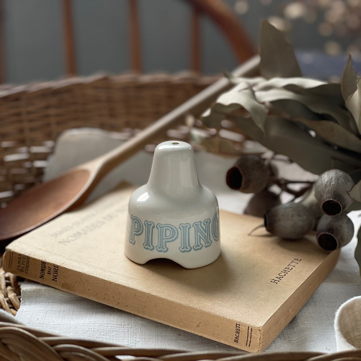 文字が可愛い陶器のパイファネル（高さ6.5cm） イギリスヴィンテージ