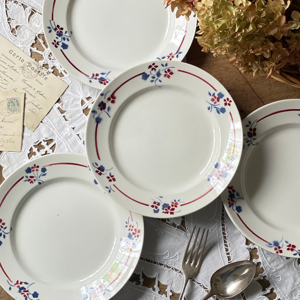 CHRISTIAN SANSÉAU 絵皿/フランス製 4枚 HB&Cie Oxford オックスフォード 平皿 手彩色 φ24.5cm フランス