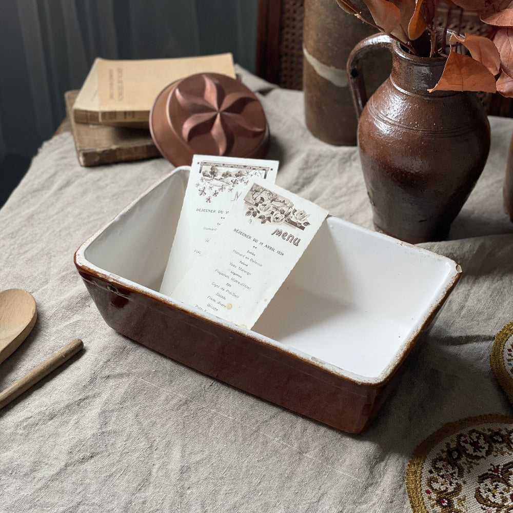 深さもある四角型オーブン皿（31.5x19cm） フランスアンティーク