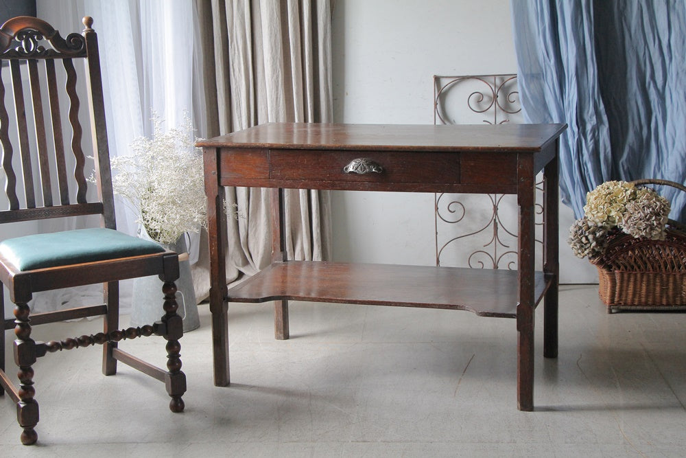 使い勝手の良いオーク材デスク（横幅98.5cm) フランスアンティーク家具