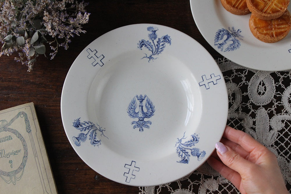 リュネビル窯ウジェニー皇后シリーズのスープ皿（直径23.5cm） フランスアンティーク食器 – チェルシーオールド