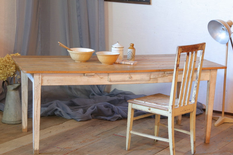 フランスアンティーク木製テーブル デスク カフェ机 ダイニング(82-114 