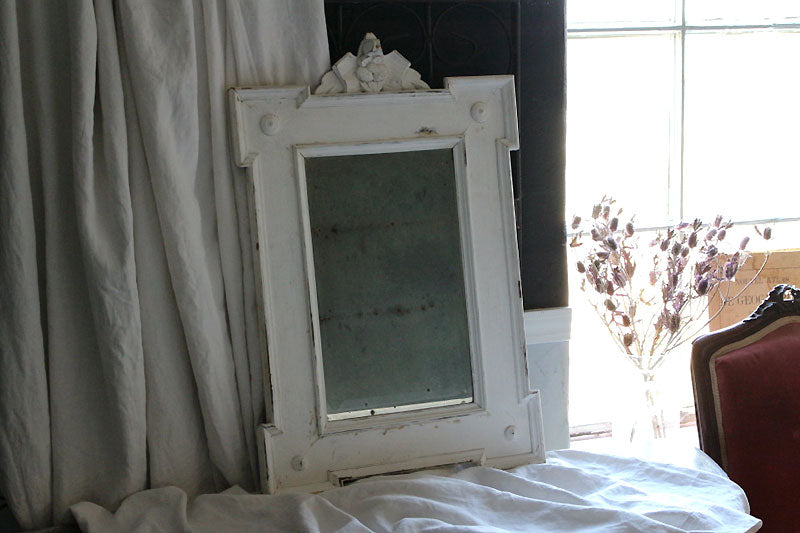 フランスアンティーク ホワイトフレームミラー（鏡） 1880年代 家具 – チェルシーオールド