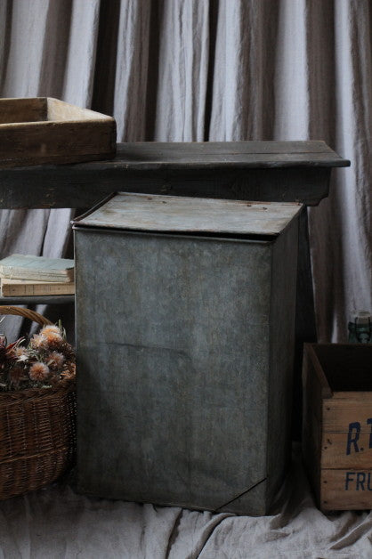 L3612-36 英国アンティーク ブリキドラム 鉢 ガーデニング ゴミ箱