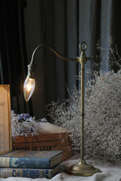 アンティーク 真鍮 卓上ランプ フランス電球あり約29cm - その他