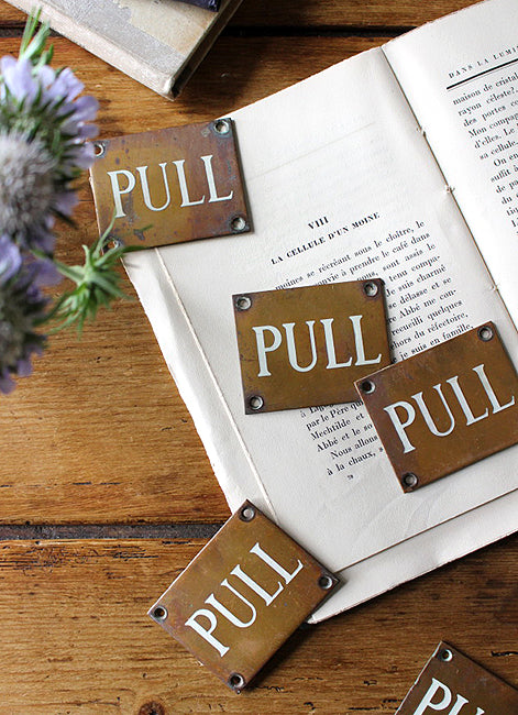 2点あり！イギリスアンティーク 真鍮 エナメルサイン PULL プレート