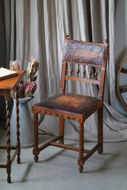 1920年代革製の椅子 美しいレザーチェア フランスアンティーク家具
