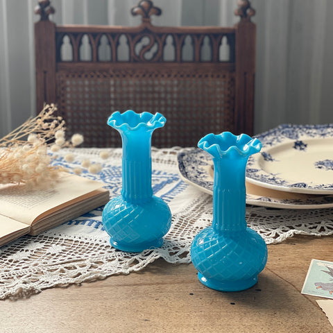 ２点あり！ポルティユー・ヴァレリスタル社オパリンフラワーベース　フランスアンティーク