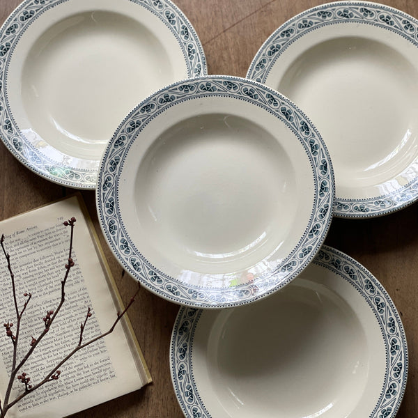 4枚あり！ショワジールロワ窯『CHAMPIGNY』スープ皿（直径24cm