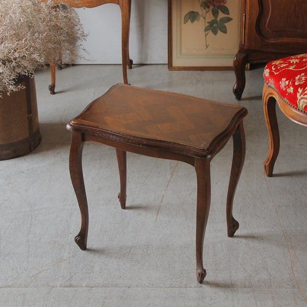1930年代パーケットリー細工オーク材ローテーブル（高さ45cm