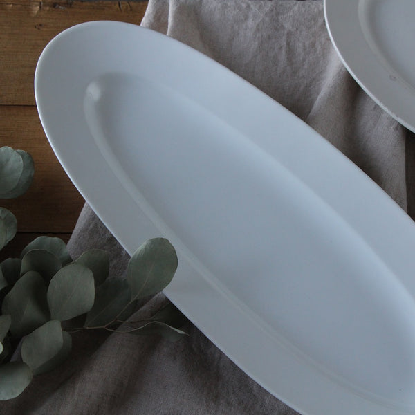 白のポワソン（お魚用）オーバルプレート（15x20cm） フランスアンティーク食器 – チェルシーオールド