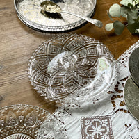 ヴィクトリアン！美しいプレスガラスのプレート（皿）　イギリスアンティーク