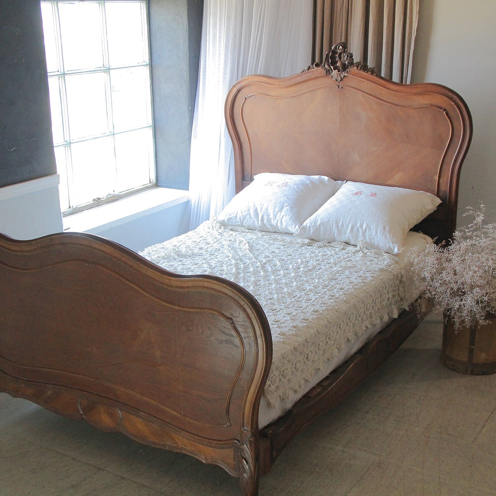 1900年-1920年代ウォールナット材セミダブルサイズベッドff241181　フランスアンティーク