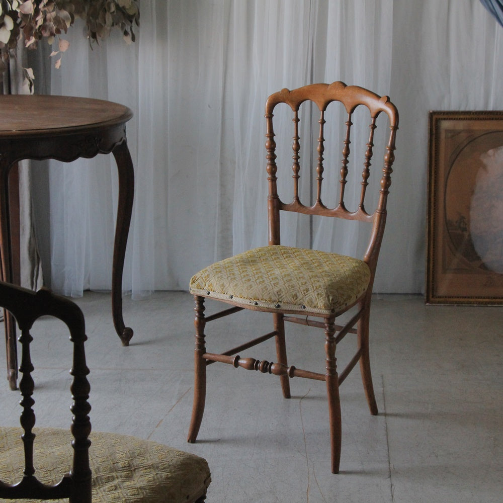 ラスト1脚！ブラウンカラーのナポレオンチェア（椅子）　フランスアンティーク