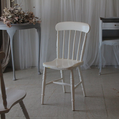 1890年代ヴィクトリアン白のダイニングチェア　イギリスアンティーク