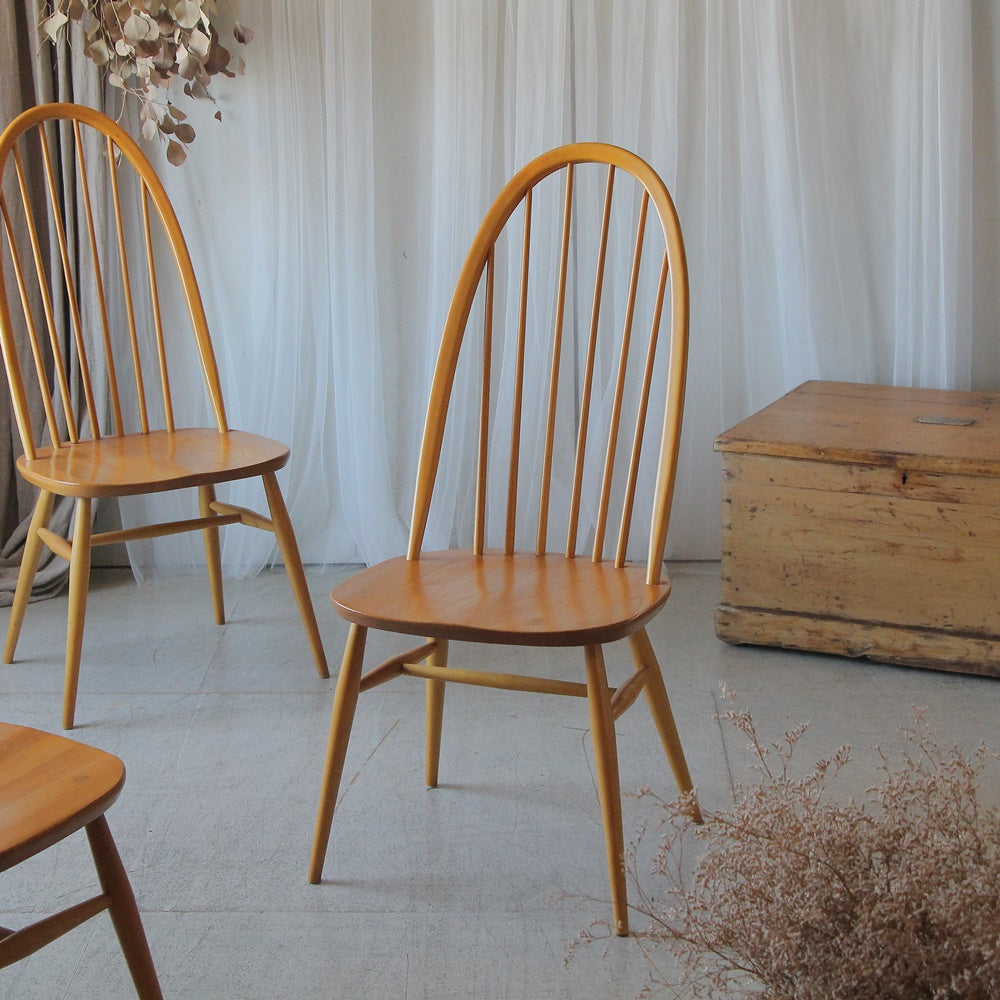 3脚あり！アーコール社クエーカーチェア（椅子）カスタード　イギリスアンティーク