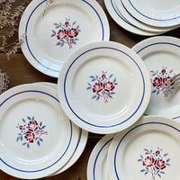 3枚あり！サンタマン窯ブルーラインのステンシル平皿（直径20cm）　フランスアンティーク