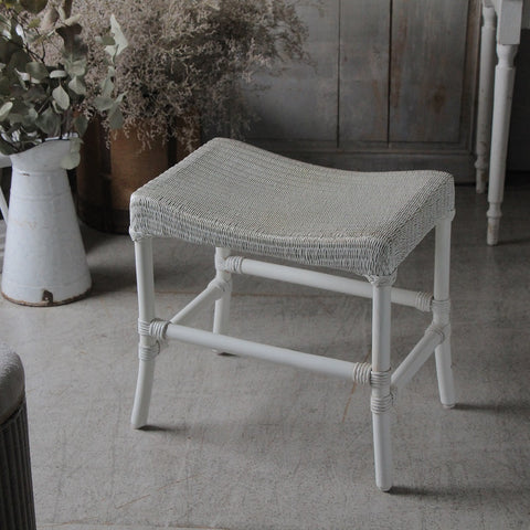 レアデザインの白のロイドルームスツール（椅子）　イギリスアンティーク