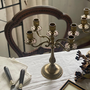 2点あり!真鍮製5灯キャンドルスタンド(高さ25.5cm) フランス 2点あり!真鍮製5灯キャンドルスタンド(高さ25.5cm) フランス