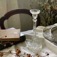 シングルガラスキャンドルスタンド（高さ24.5cm）　イギリスアンティークガラス雑貨