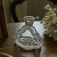 シングルガラスキャンドルスタンド（高さ11.5cm）　イギリスアンティークガラス雑貨