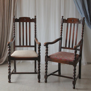 2脚あり！1920年代オーク材ツイストのアームチェア イギリス