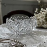 足つきオーバルガラスボウル（10.5cm）　イギリスアンティークガラス食器