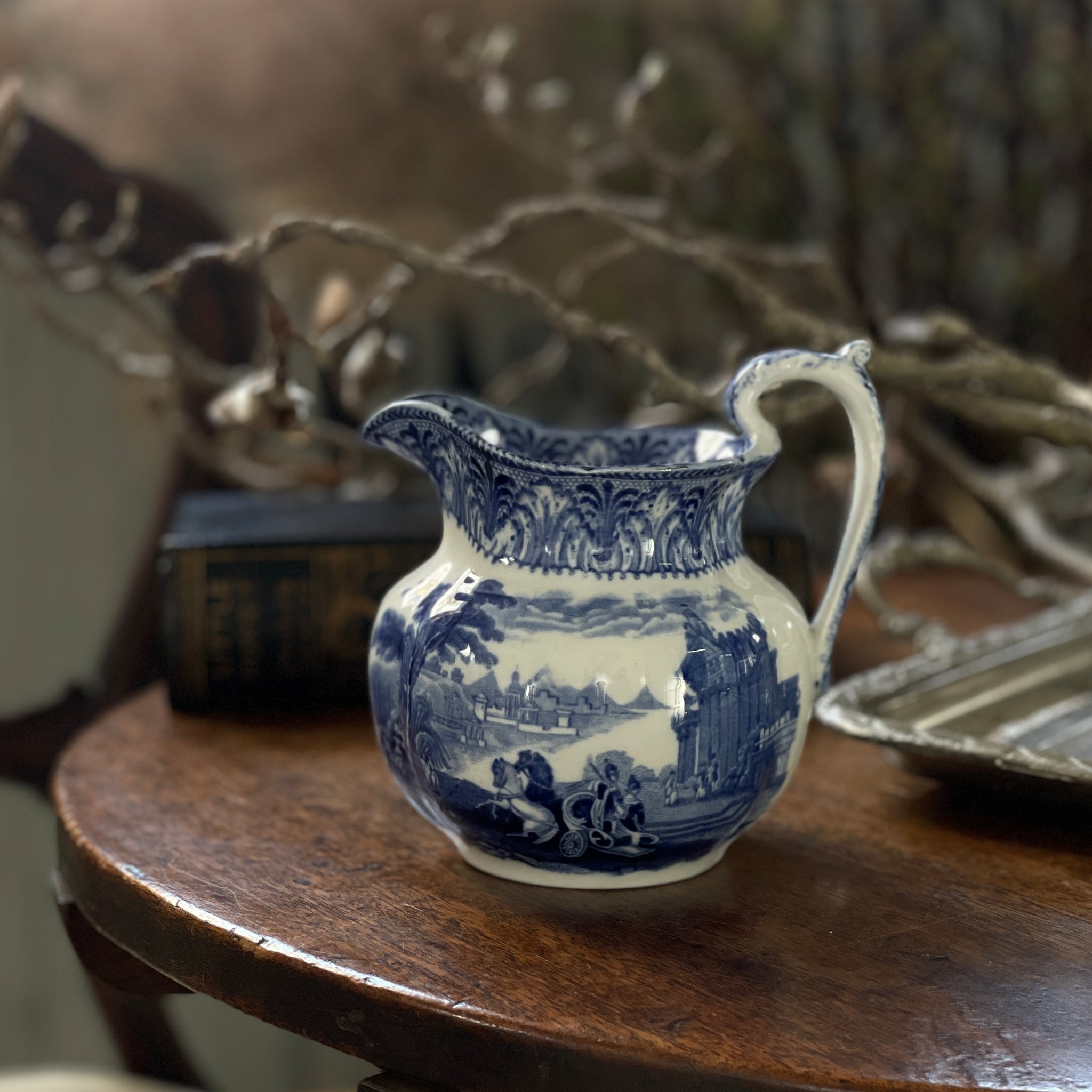 CAULDON社ブルー＆ホワイトのジャグ（高さ13cm）　イギリスアンティーク陶器雑貨