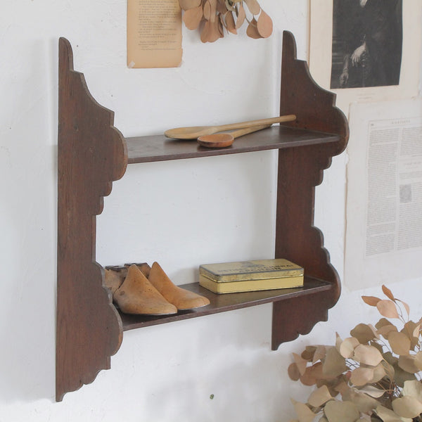 シンプルなオーク材2段シェルフ（棚）横幅50cm フランスアンティーク