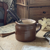 ハンドル付きブラウンポット（高さ11.5cm）ft241542　フランスアンティーク