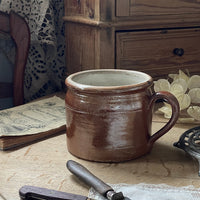 ハンドル付きブラウンポット（高さ12cm）ft241545　フランスアンティーク