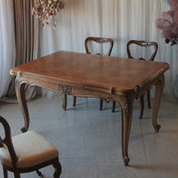 1930年代オーク材パーケットリーのドローリーフテーブル　フランスアンティーク