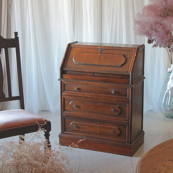 オーク材シンプルなライティングビューロー（横幅68.5cm） フランス