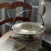 ハンドル付きシルバープレートコンポート（直径25.5cm）　イギリスアンティーク