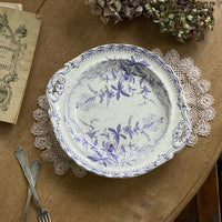 クレイユモントロー窯『ルリマツリ』コンポティエ（直径27.5cm）　フランスアンティーク