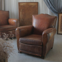 ２脚あり！1930年代本革クラブソファ　フランスアンティーク