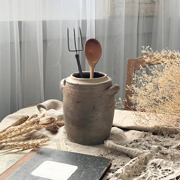 南フランスの古いコンフィポット2つセット 古い南仏炻器のコンフィポット – Tsubame Märkt